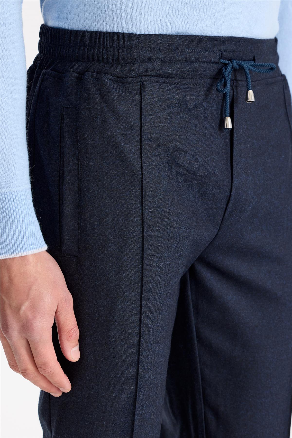 Lacivert Saf Yün Spor Pantolon