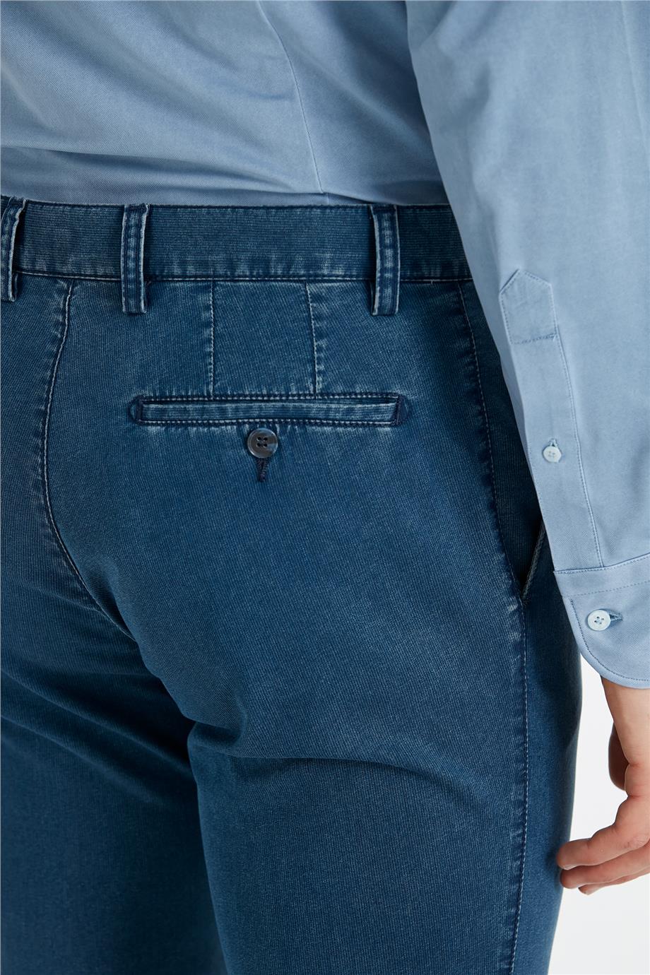 Lacivert Vintage Tensel Erkek Pantolon