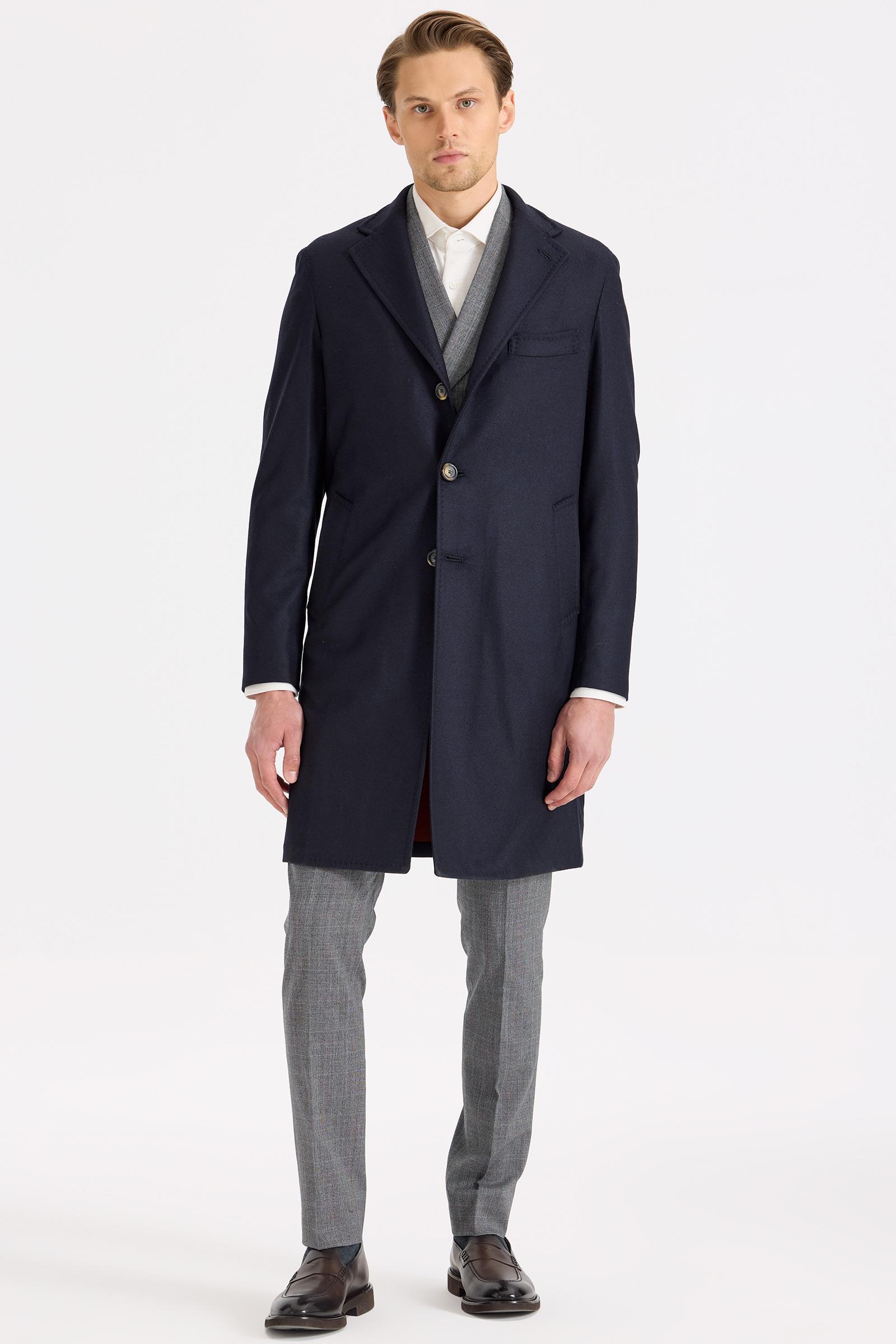 Lacivert Yün Kaşmir Palto