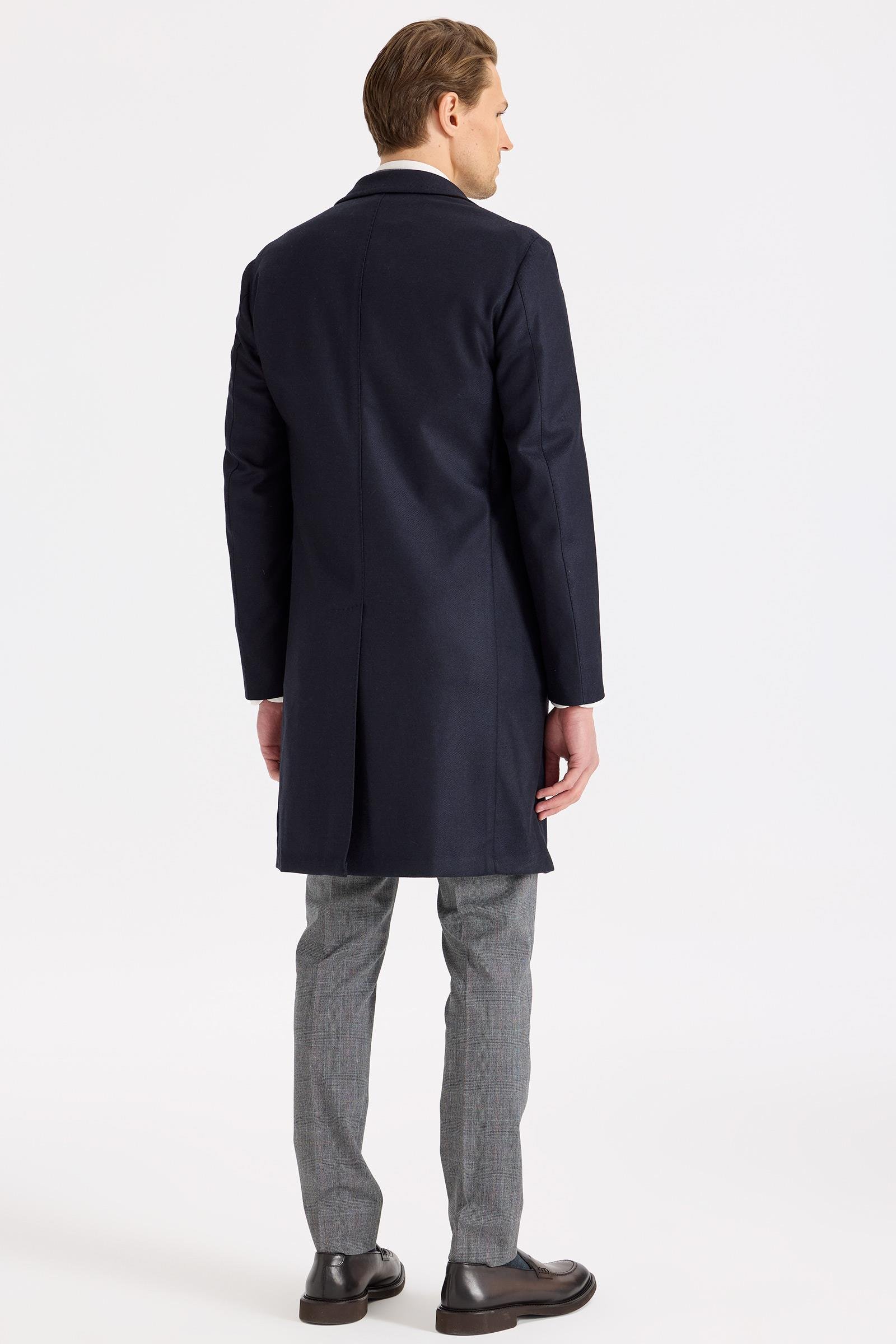 Lacivert Yün Kaşmir Palto