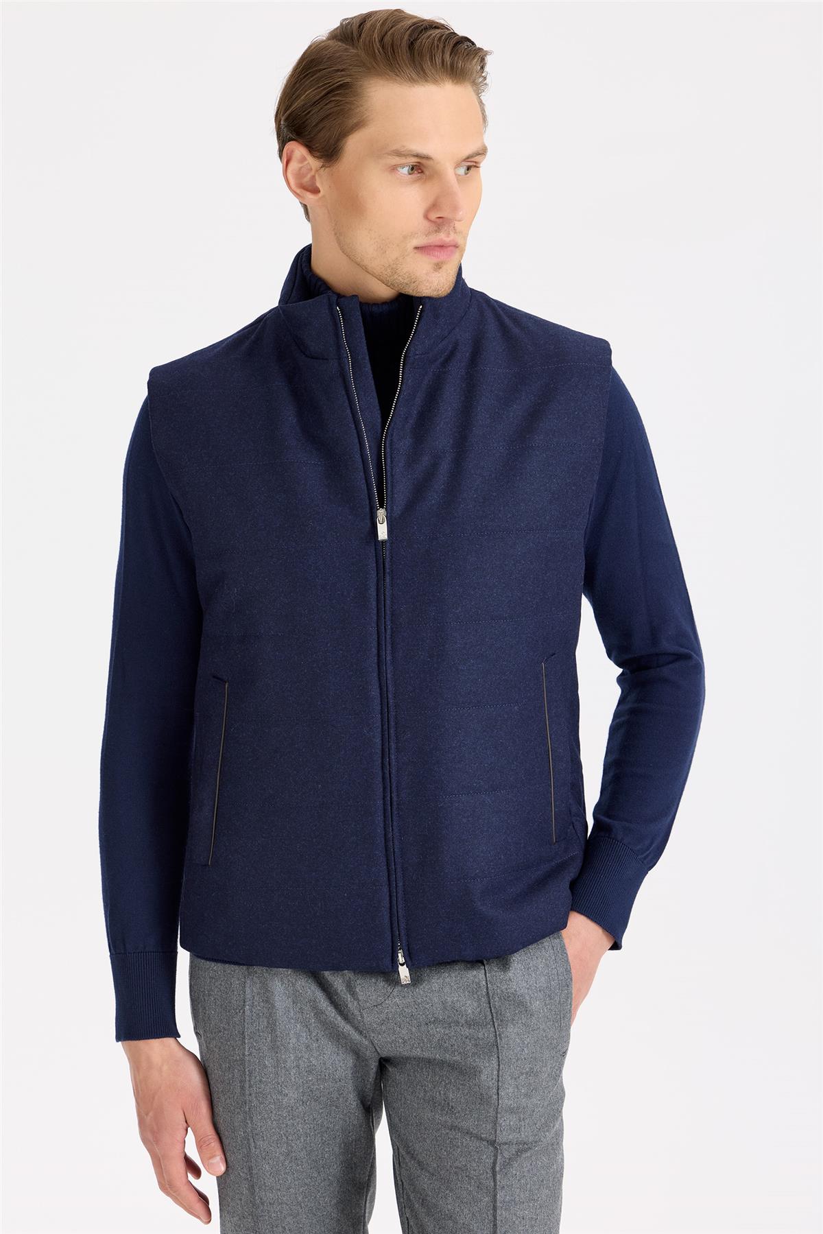 Lacivert Yün Yelek