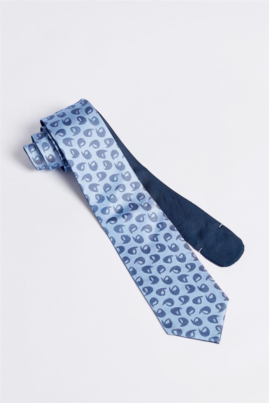 Mavi Çift Taraflı İpek Kravat