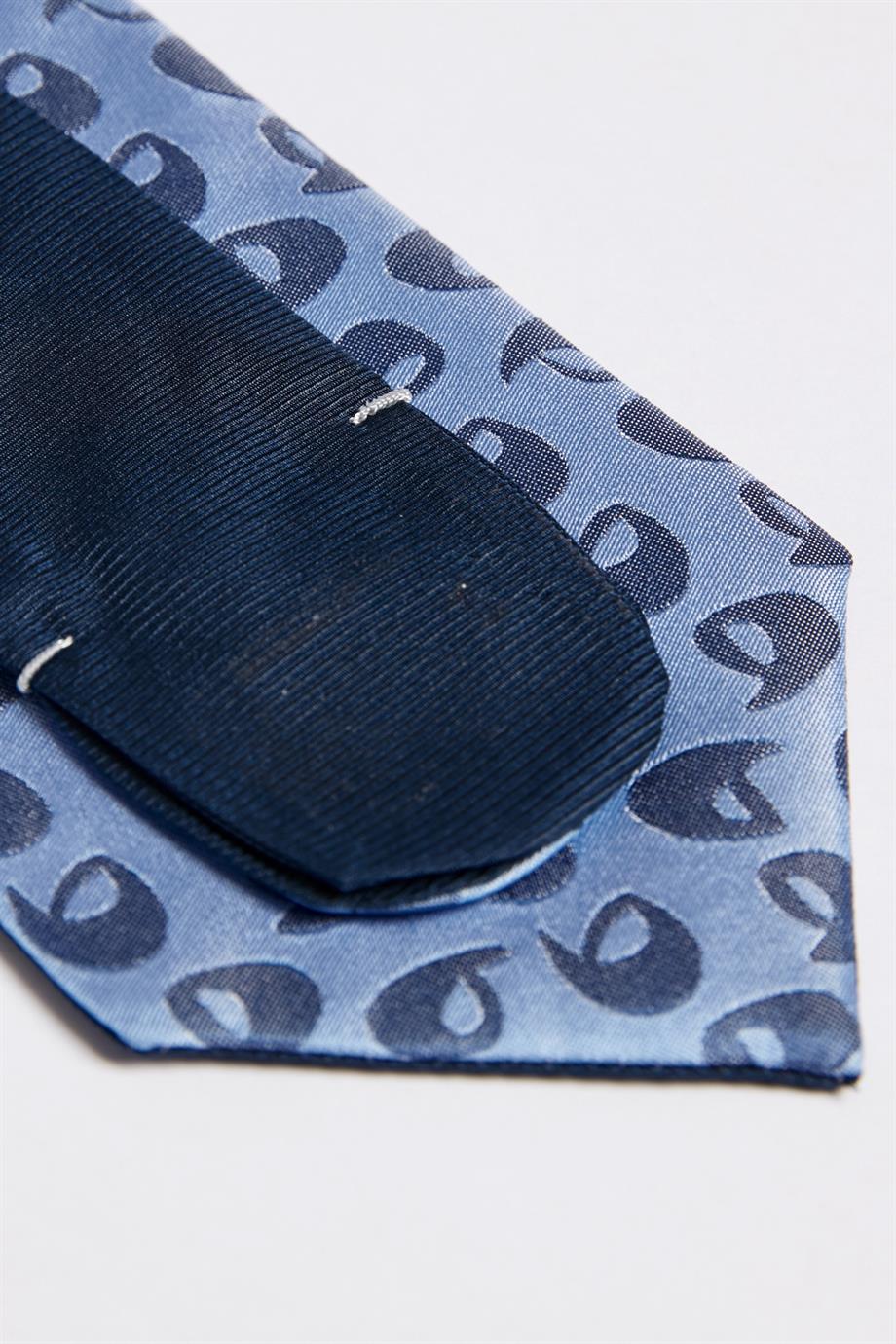 Mavi Çift Taraflı İpek Kravat