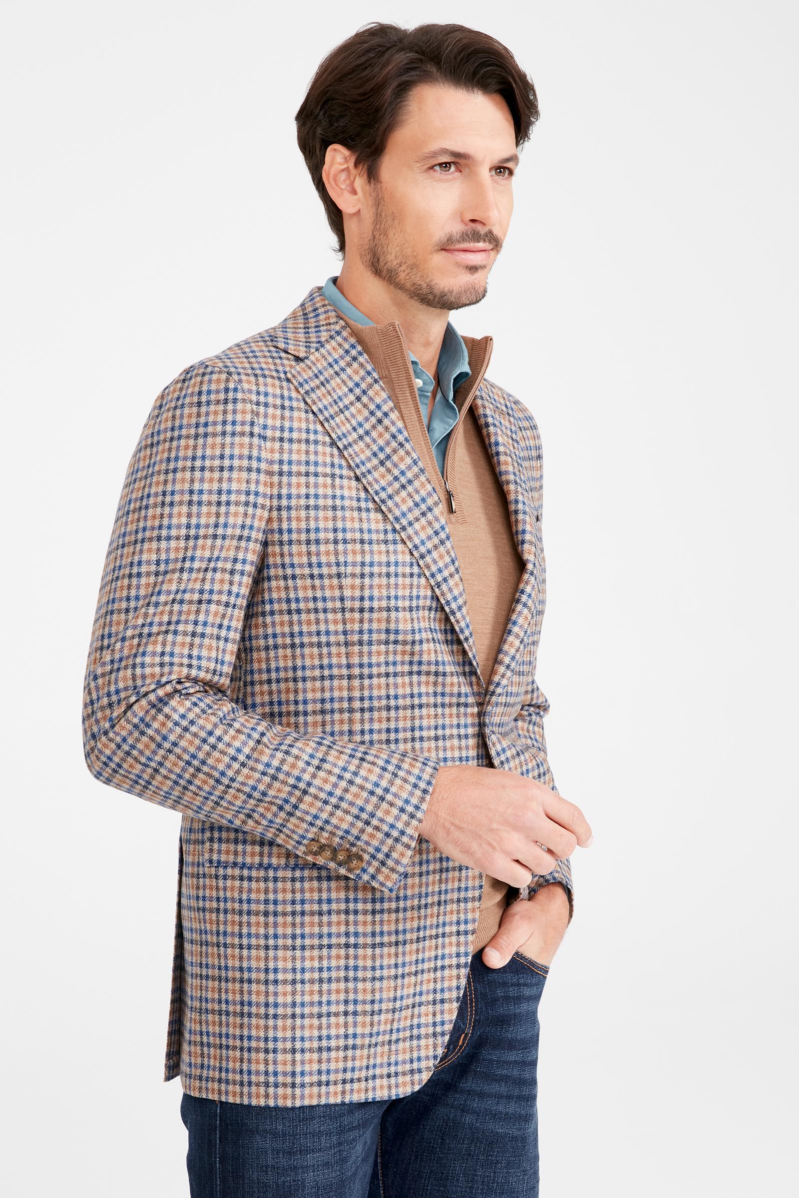 Mavi Kahve Yün İpek  Ceket