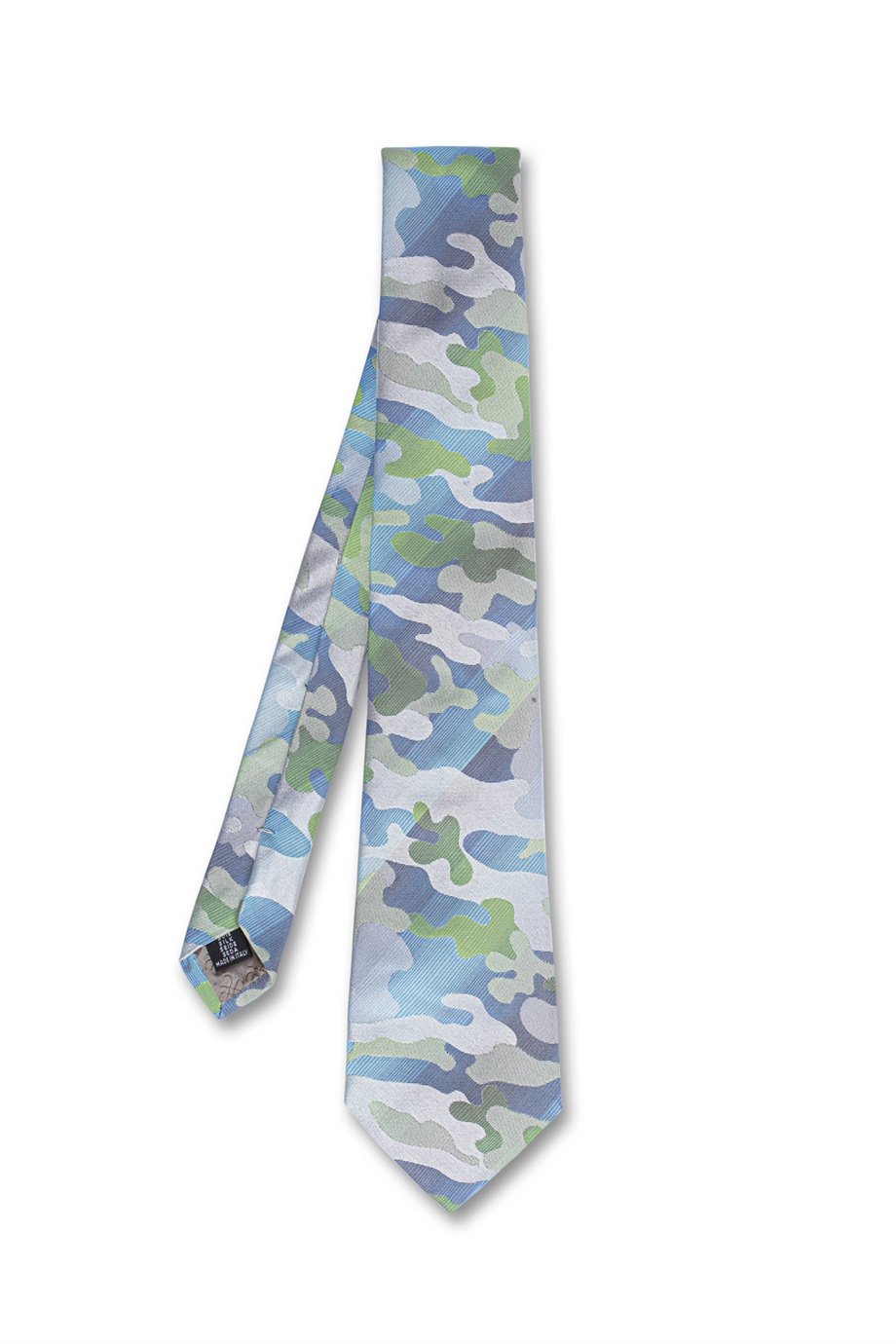 Mavi Kamuflaj Desenli İpek Kravat