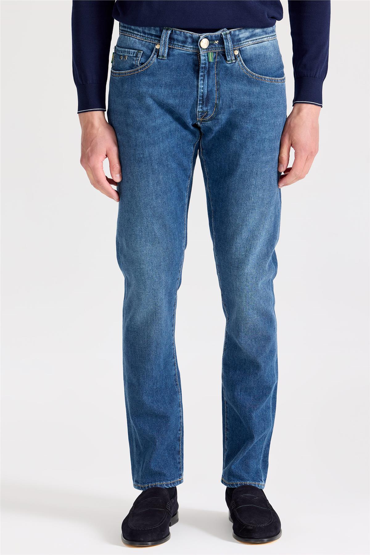 Mavi Kaşmirli Denim Pantolon