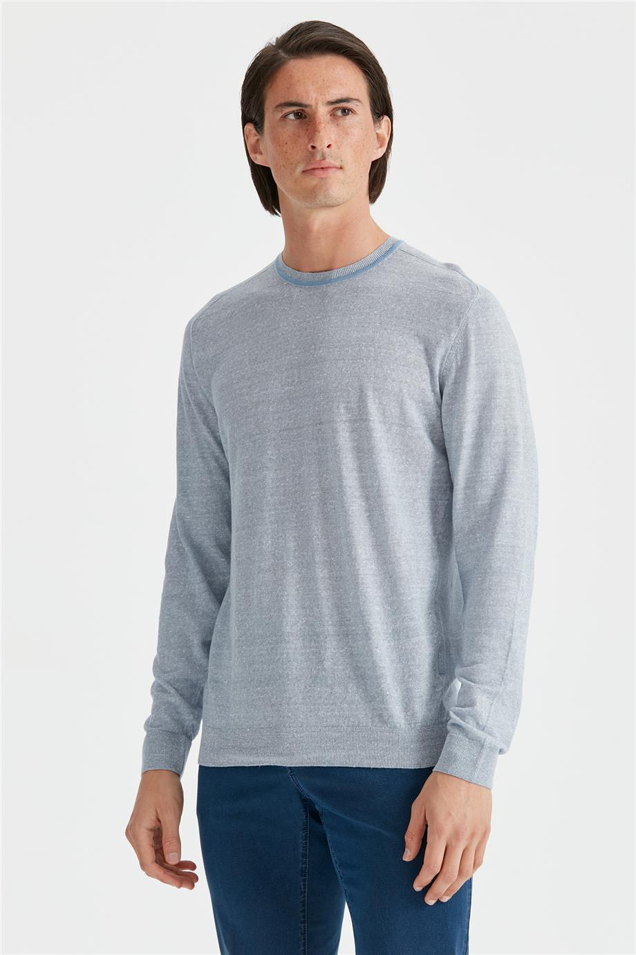 Mavi Uzun Kollu Pamuk Triko