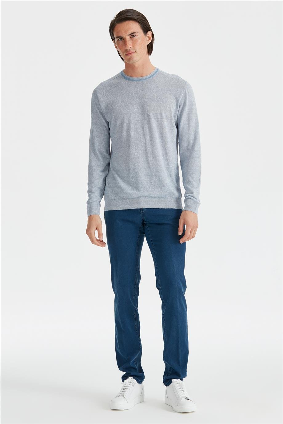 Mavi Uzun Kollu Pamuk Triko