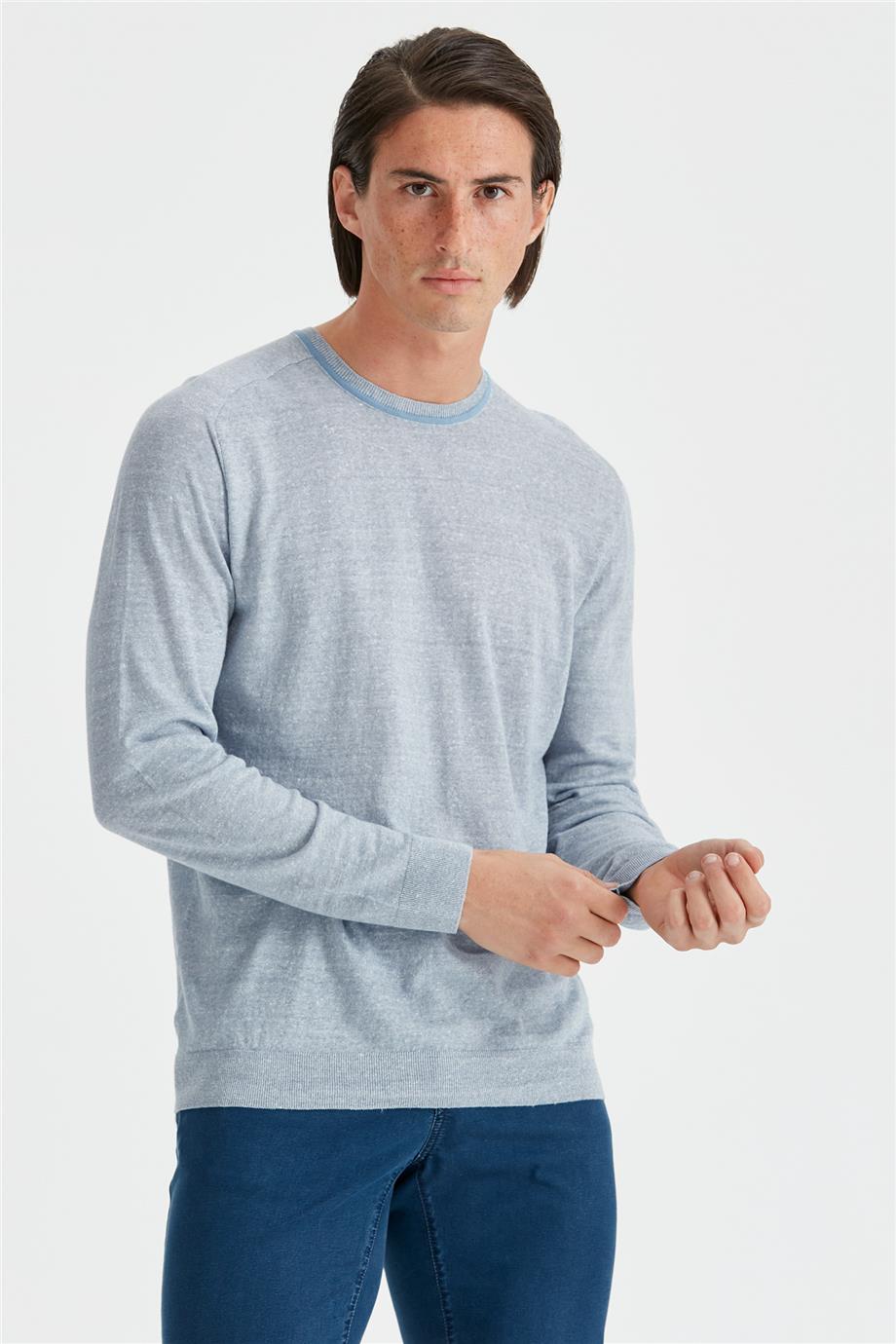 Mavi Uzun Kollu Pamuk Triko