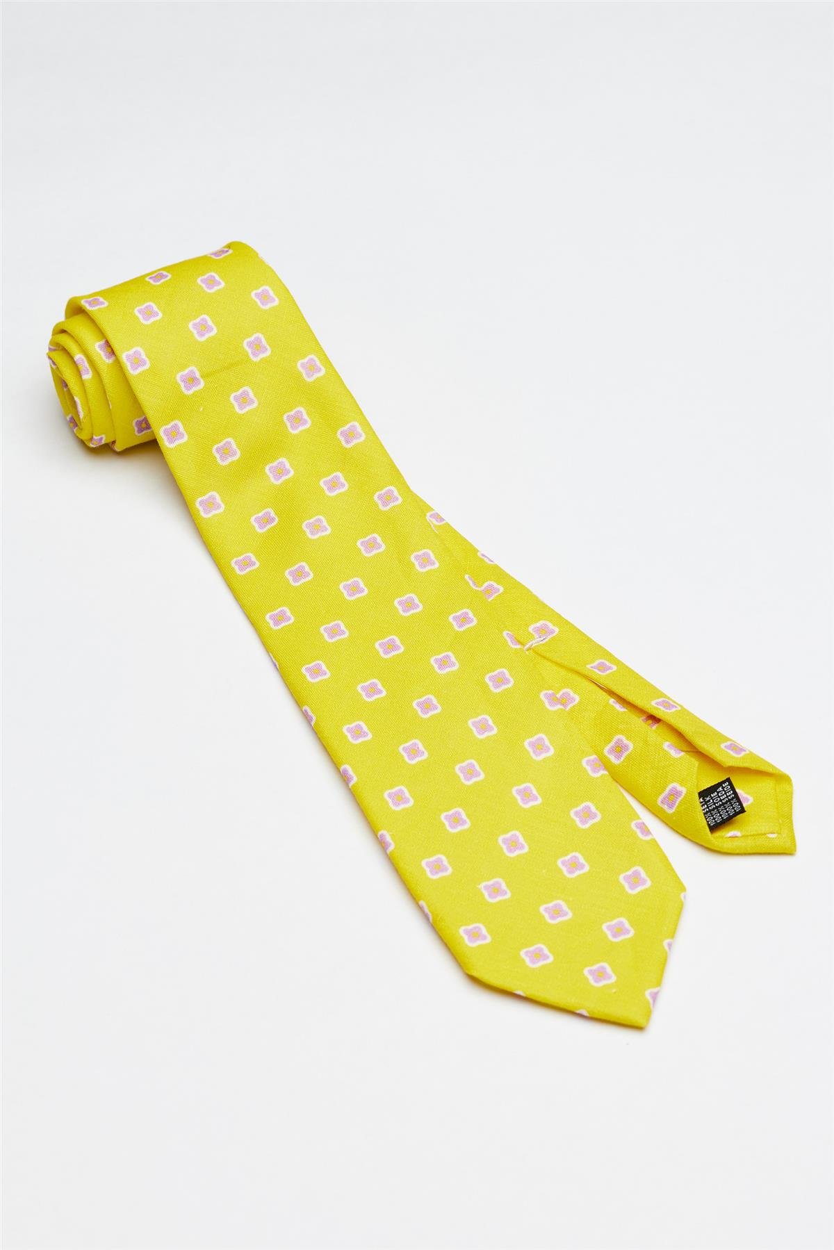 Sarı Mor Şal Desen Seven Fold Pamuk Kravat