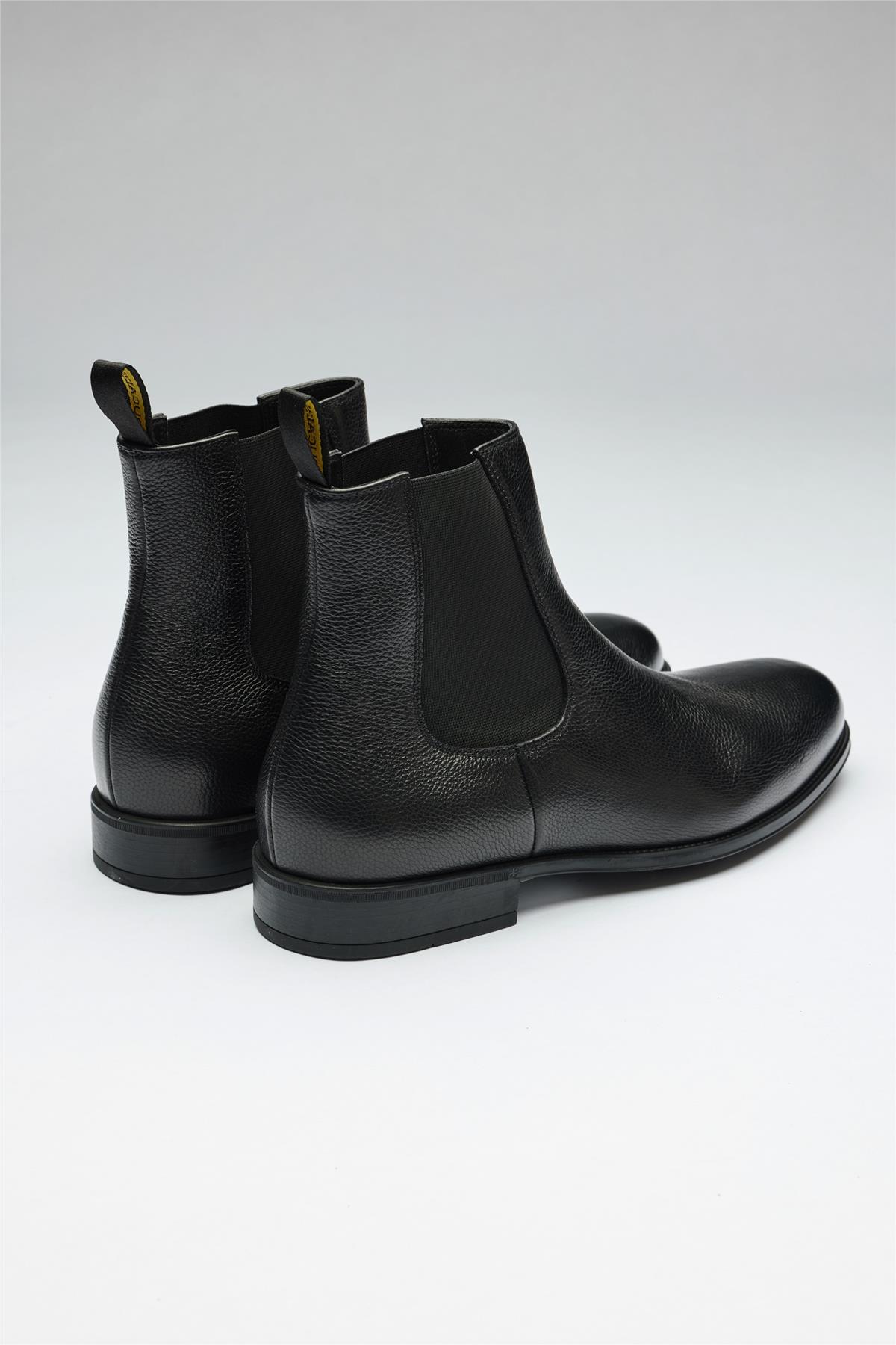 Siyah Bantlı Deri Bot