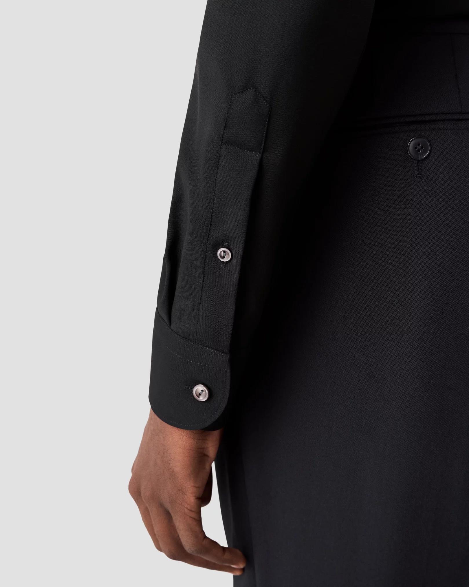 Siyah İnce Merino Yün Gömlek