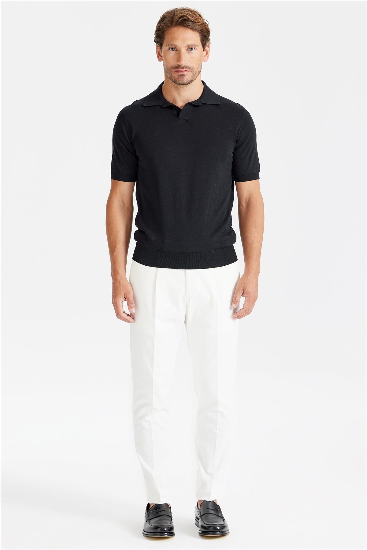 Siyah Polo Yaka Pamuk Triko