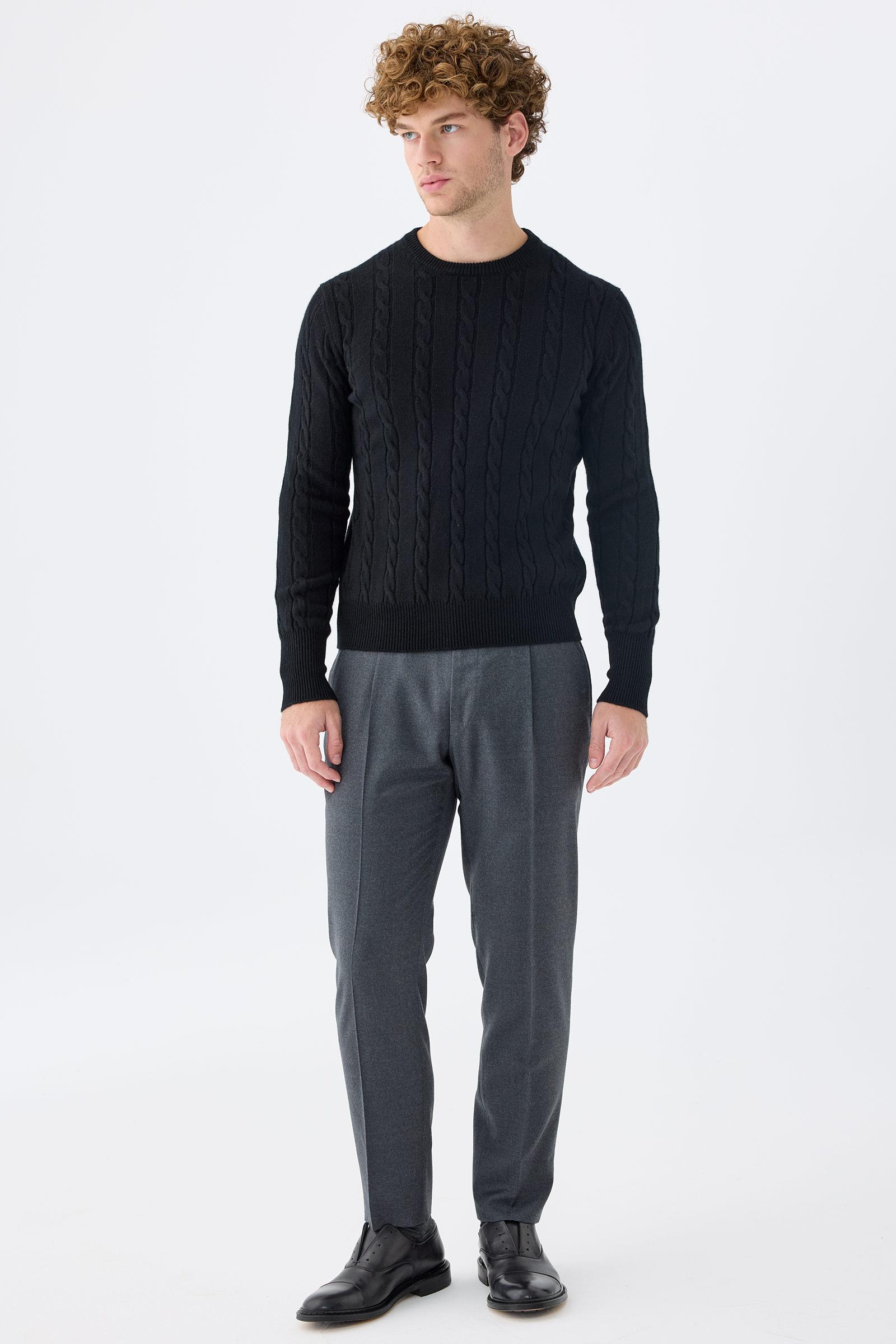 Siyah Sıfır Yaka Kaşmir Kazak