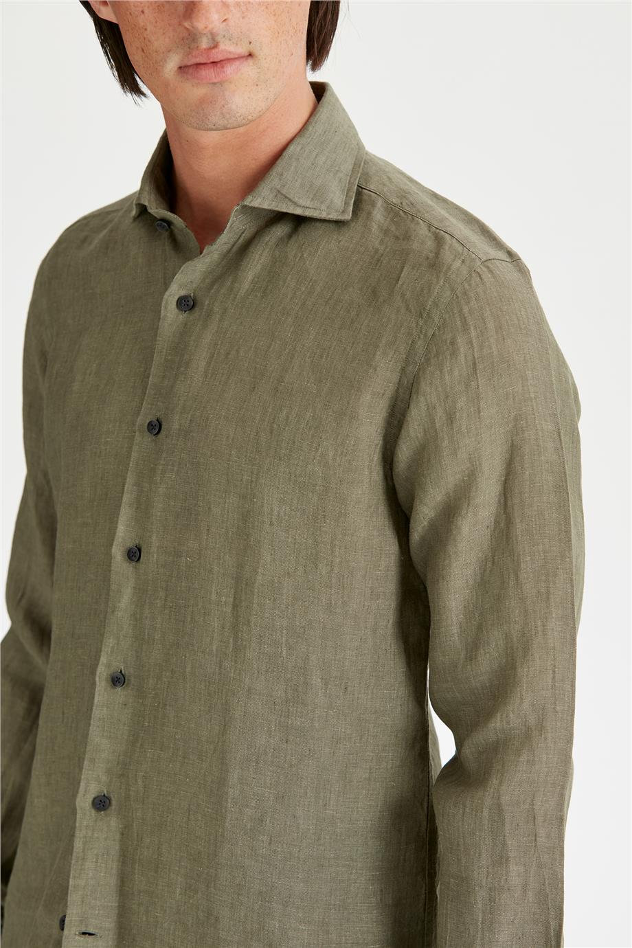Green Color Linen Shirt