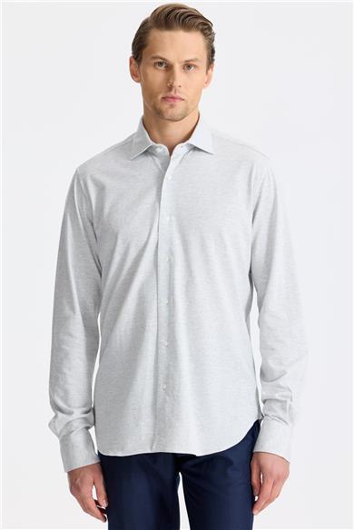 Açık Gri Pamuk Kaşmir Gömlek