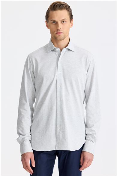 Açık Gri Pamuk Kaşmir Gömlek