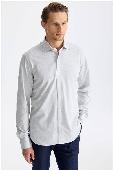 Açık Gri Pamuk Kaşmir Gömlek