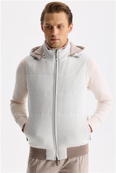 Açık Gri Pamuk Kaşmir Şişme Yelek