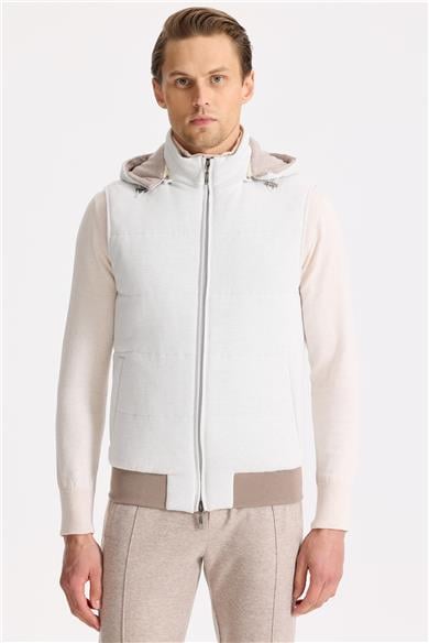 Açık Gri Pamuk Kaşmir Şişme Yelek