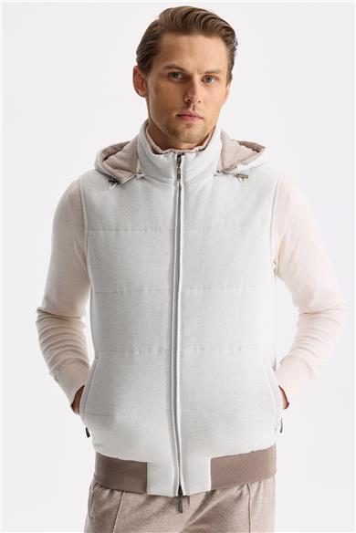Açık Gri Pamuk Kaşmir Şişme Yelek