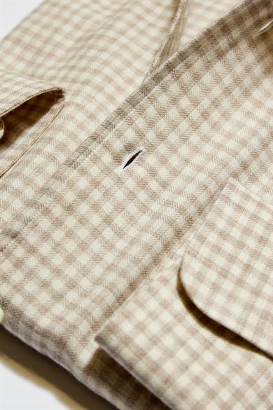 Açık Kahve Yaka Düğmeli One-Piece Pamuk Yün Gömlek