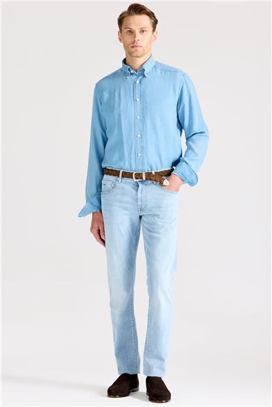Açık Mavi Pamuk Denim Pantolon