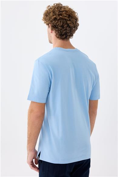 Açık Mavi Supima Pamuk T-Shirt
