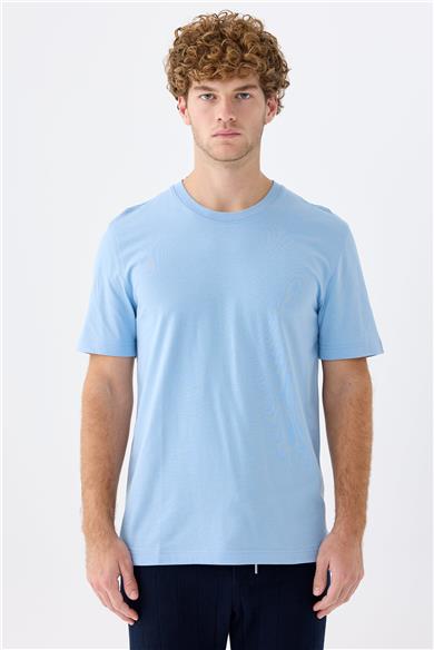 Açık Mavi Supima Pamuk T-Shirt