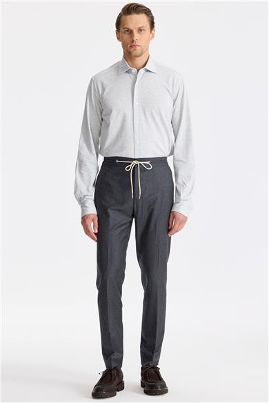 Antrasit Gri Beli Bağcıklı Yün Pantolon