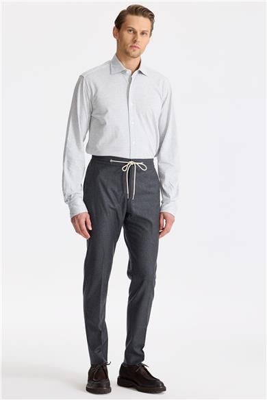 Antrasit Gri Beli Bağcıklı Yün Pantolon