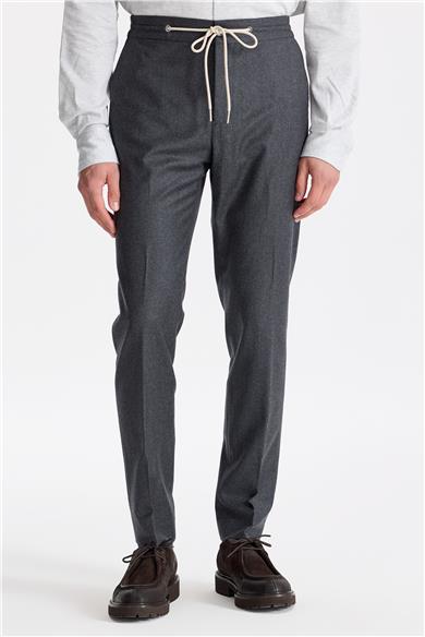 Antrasit Gri Beli Bağcıklı Yün Pantolon