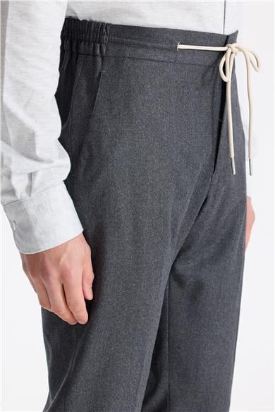 Antrasit Gri Beli Bağcıklı Yün Pantolon