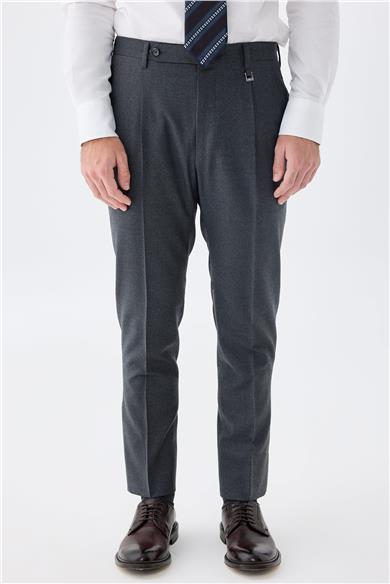Antrasit Gri Flanel Yün Pantolon
