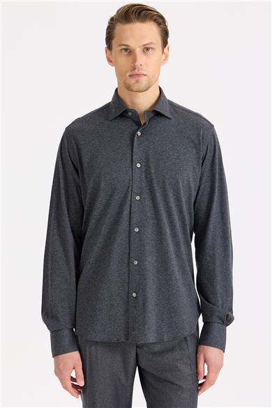Antrasit Gri Pamuk Kaşmir Gömlek