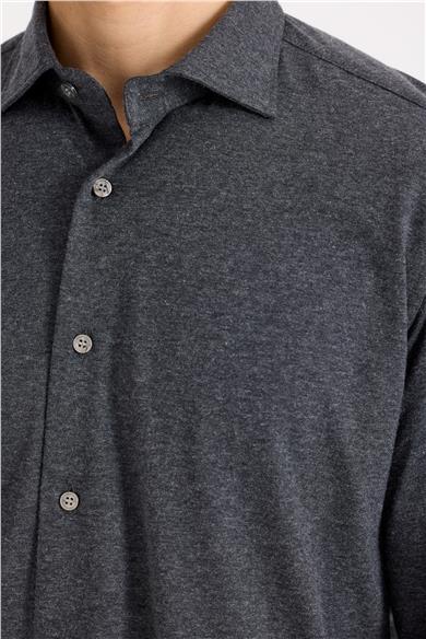 Antrasit Gri Pamuk Kaşmir Gömlek