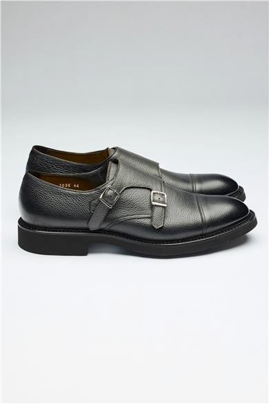 Antrasit Gri Tokalı Deri Ayakkabı