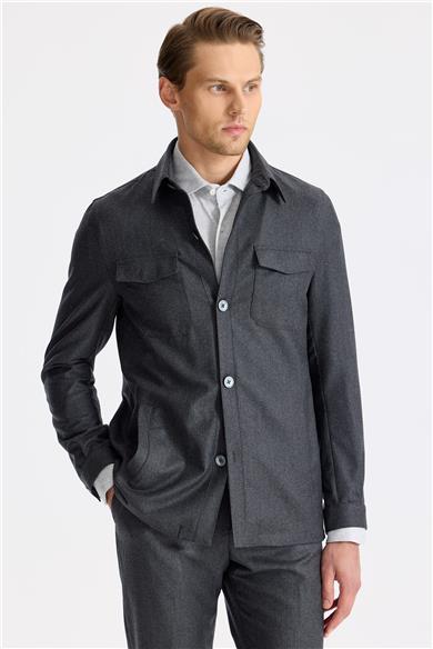 Antrasit Gri Yün Ceket