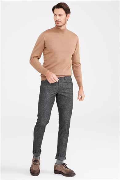 Antrasit Hardal Çizgili Pamuk Pantolon