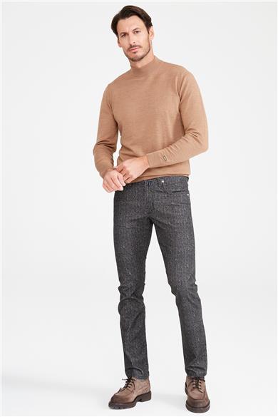 Antrasit Hardal Çizgili Pamuk Pantolon