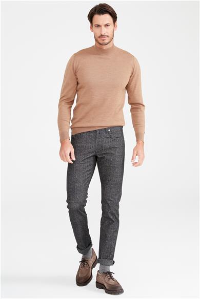 Antrasit Hardal Çizgili Pamuk Pantolon