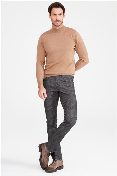 Antrasit Hardal Çizgili Pamuk Pantolon