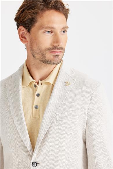 Bej Balık Sırtı Pamuk Ceket