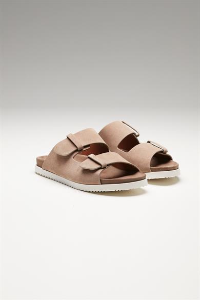 Bej Bantlı Erkek Deri Sandalet