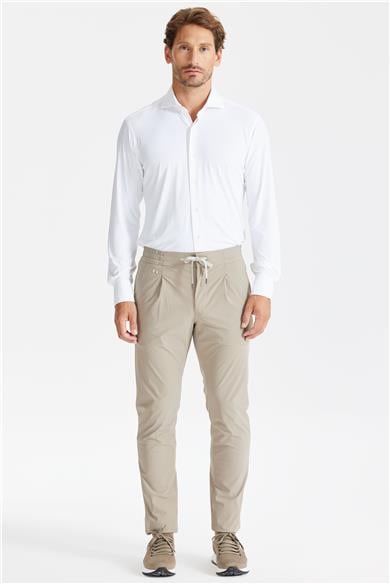 Bej Beli Kordonlu Teknik Pantolon