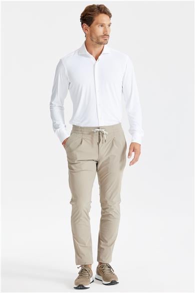 Bej Beli Kordonlu Teknik Pantolon