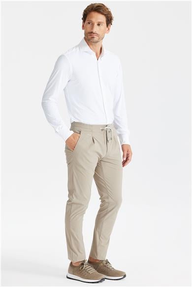 Bej Beli Kordonlu Teknik Pantolon