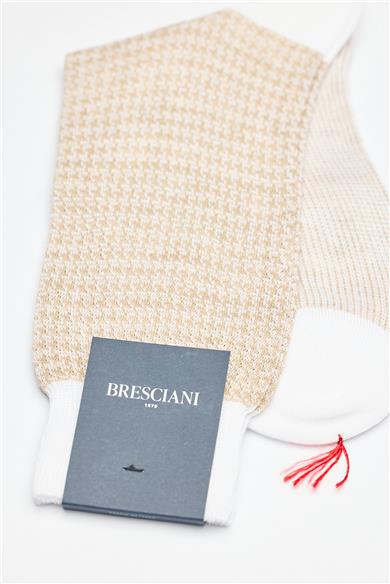 Bej Desenli Keten Pamuk Çorap