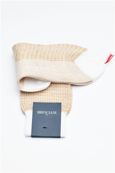 Bej Desenli Keten Pamuk Çorap