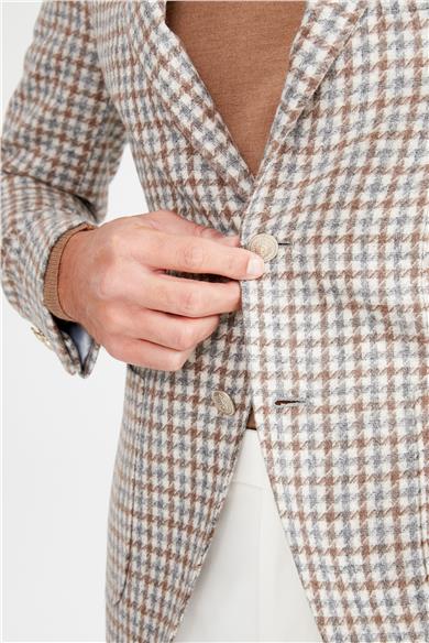 Bej Gri Alpaka Yün Ceket